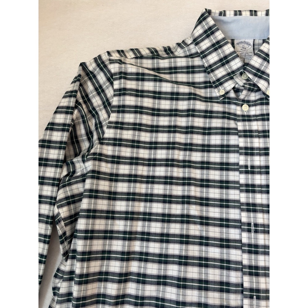 Brooks Brothers 1818 Shirt Mens XL Blue White Plaid Regent Oxford Button Preppy